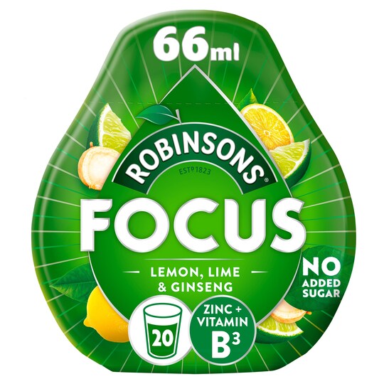 Robinsons Focus Lemon, Lime And Ginseng 66Ml Tesco Groceries