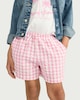 image 2 of F&F Girls Pure Cotton Gingham Shorts in Pink