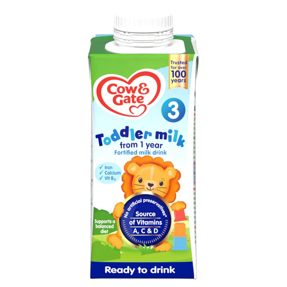 image 1 of Cow & Gate 3 Toddler Milk Formula Liquid Ready to Feed 1-3 Years 200ml
