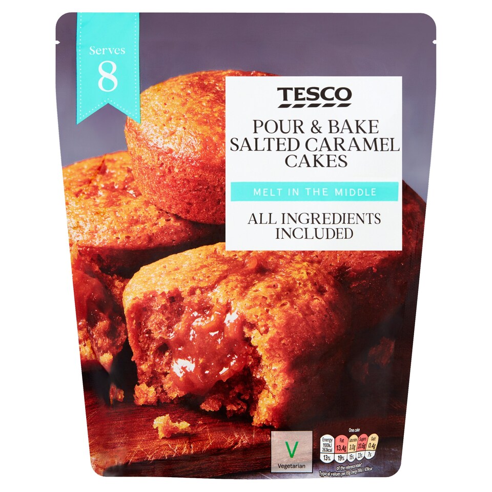 Tesco Pour&Bake Salted Caramel Cakes 500G