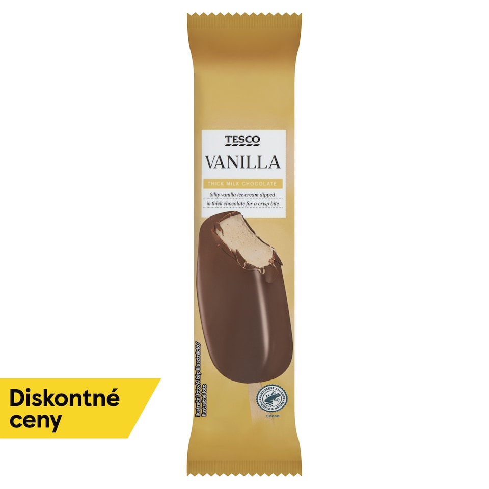 Tesco Mrazený krém s rastlinným tukom vanilkový, v mliečnej čokoláde 120 ml