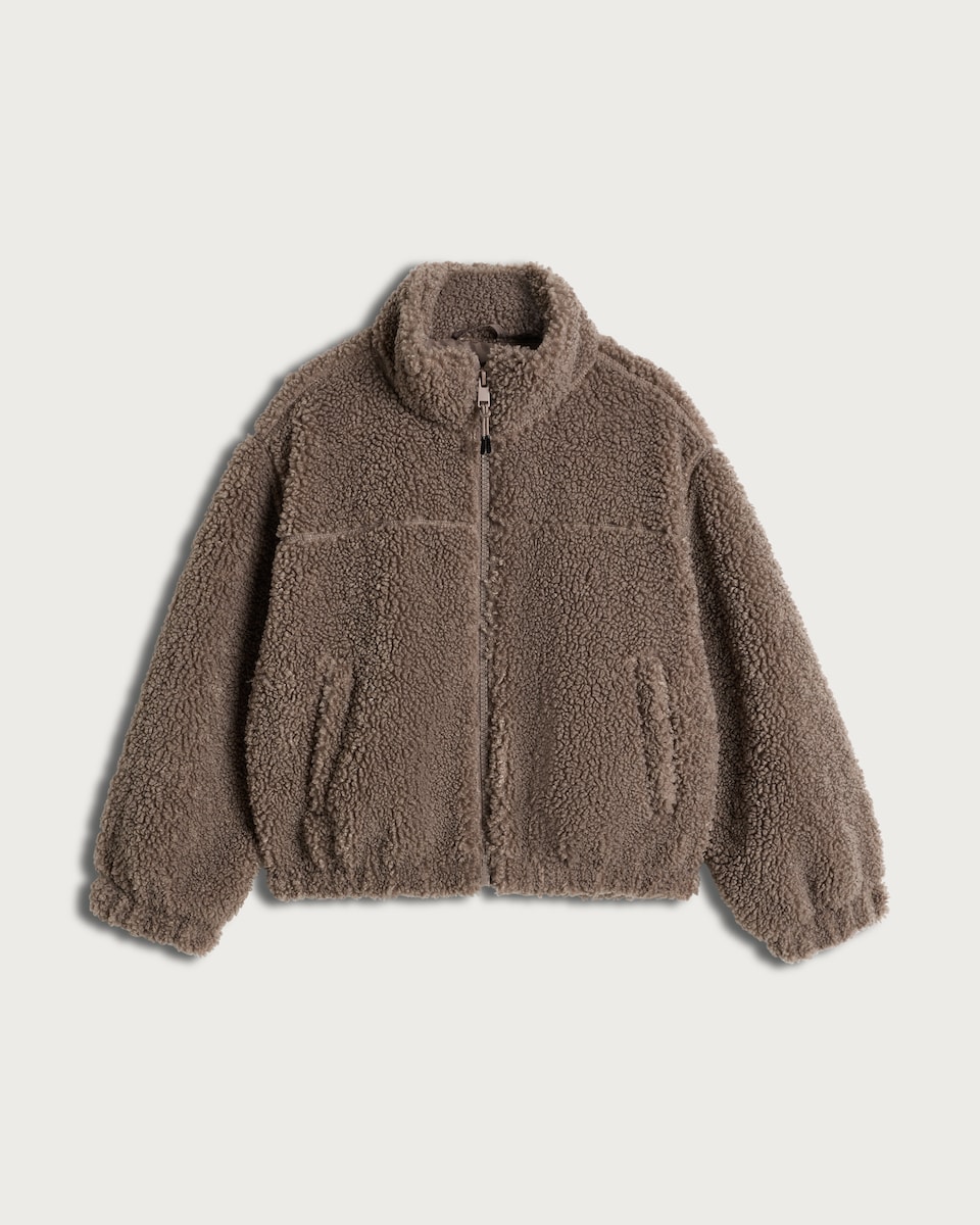 F&F Active Girls OUTDOOR Borg Zip Up Jacket in Brown