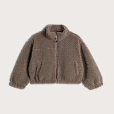 F&F Active Girls OUTDOOR Borg Zip Up Jacket in Brown