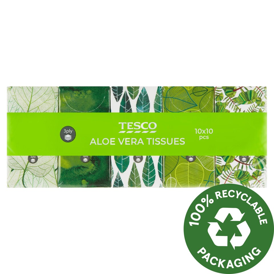 Tesco papír zsebkendő Aloe Vera illattal 3 rétegű 10 x 10 db