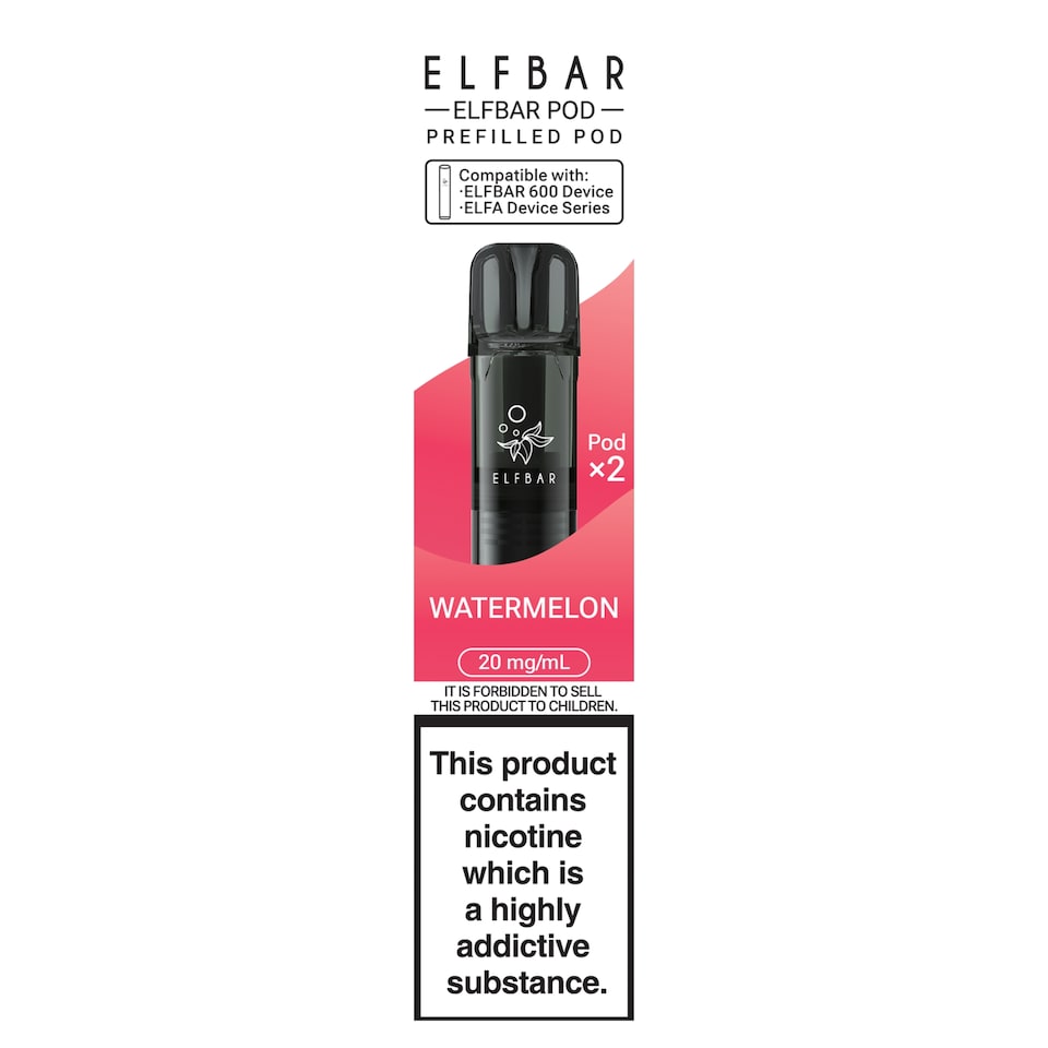 Elf Bar 600 Refillable Pod Watermelon 20mg/ml 2 x 2ml