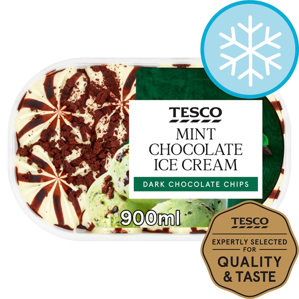 image 1 of Tesco Mint Chocolate Ice Cream 900Ml
