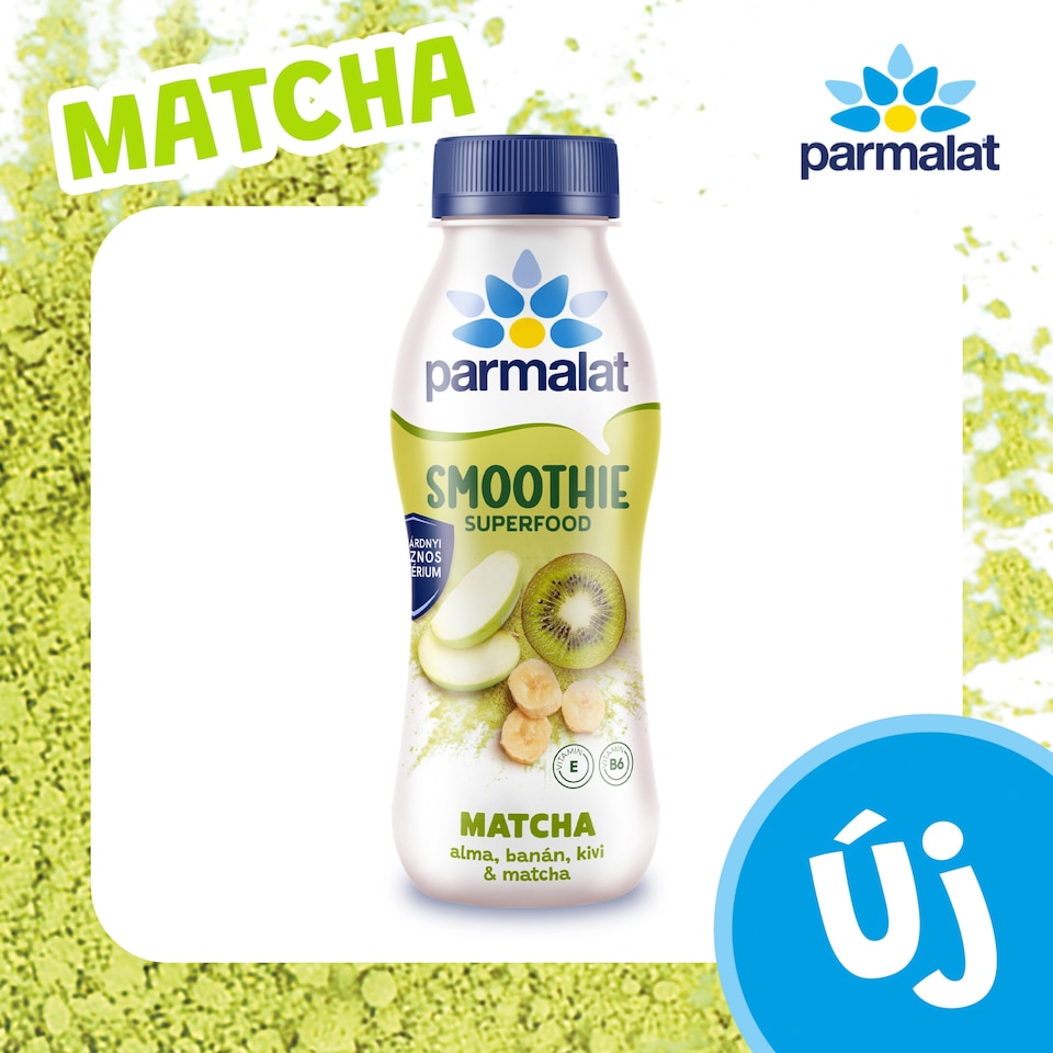 Parmalat Smoothie almás, banános, kivis zsírszegény savanyú tejkészítmény matcha teával 330 g 1. kép