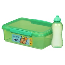Sistema Green Rectangle Lunch Box 2L with Water Bottle 330ml