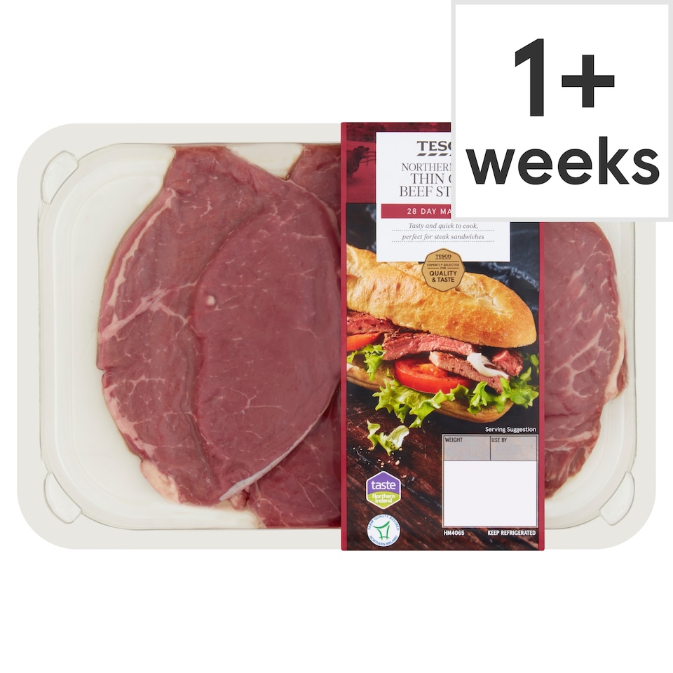 Tesco Northern Ireland Thin Cut Beef Steaks 395G