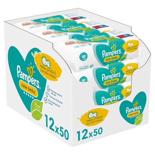 Pampers New Baby Sensitive Wipes 12X50 600 Wipes Tesco Groceries