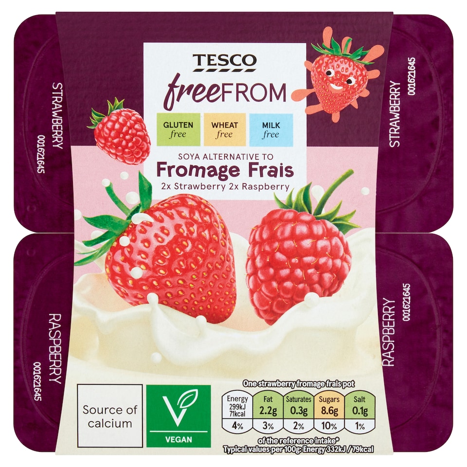 Tesco Free From Raspberry Strawberry Soya Alternative 4X90g