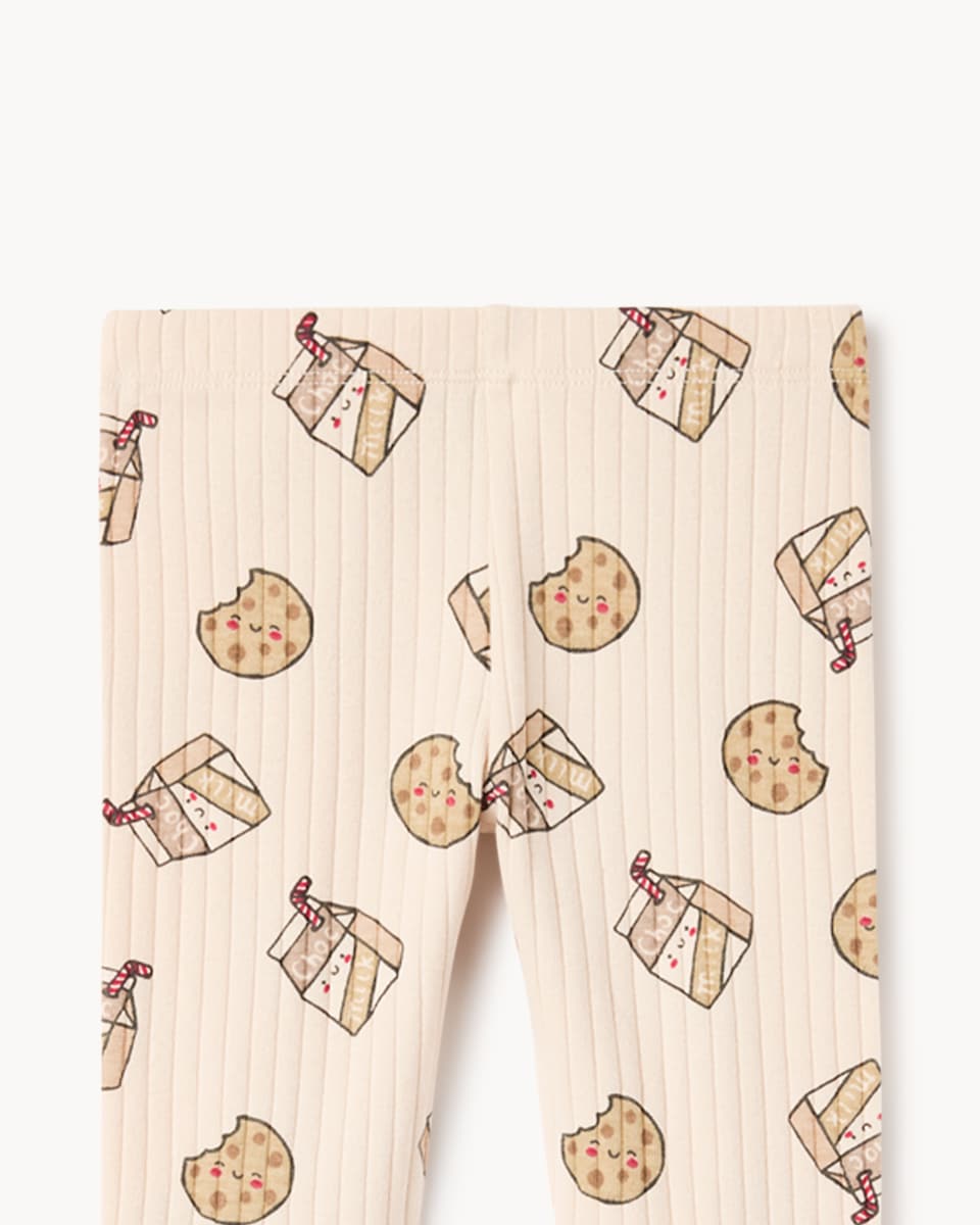 image 1 of F&F Baby Cotton Rich Printed Sweatshirt and Leggings Set in Cream