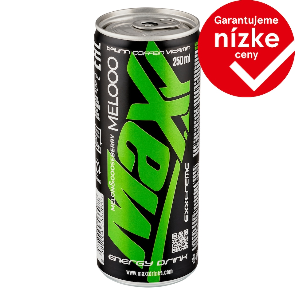 Maxx Exxtreme Melooo sýtený energetický nápoj s príchuťou melónu a egreša 250 ml
