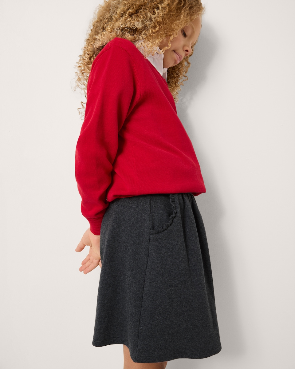 image 1 of F&F School Girls Cotton Rich Frill Pocket Skirt in Grey