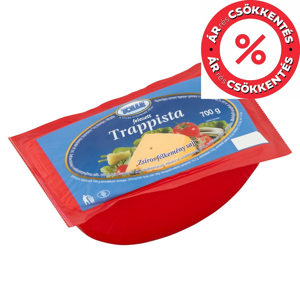 Tolle Trappista felezett zsíros félkemény sajt 700 g