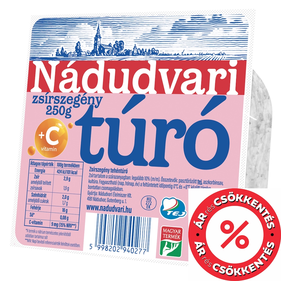 Nádudvari Low-Fat Cottage Cheese 250 g
