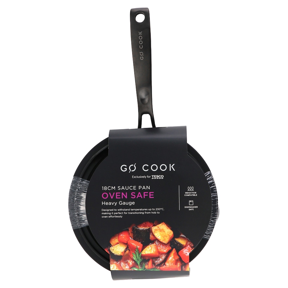 image 1 of Go Cook Black Oven Safe Saucepan 18cm