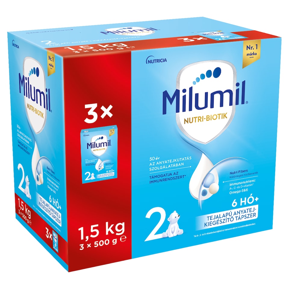 image 1 of Milumil Nutri-Biotik 2 Milk-Based Breast-Milk Supplement 6 Months+ 3 x 500 g (1,5 kg)