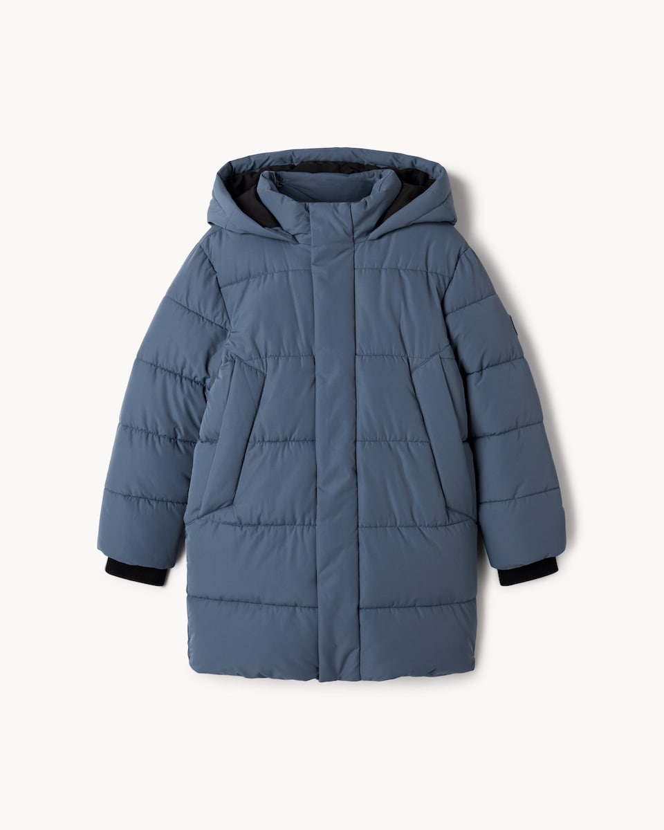 image 1 of F&F Boys Longline Padded Coat in Blue