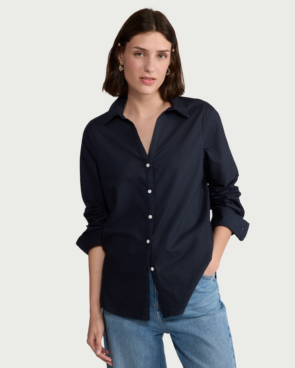 image 1 of F&F Pure Cotton Striped Shirt in Navy