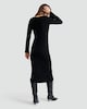 image 3 of F&F Ribbed Button Front Midi Dress in Black