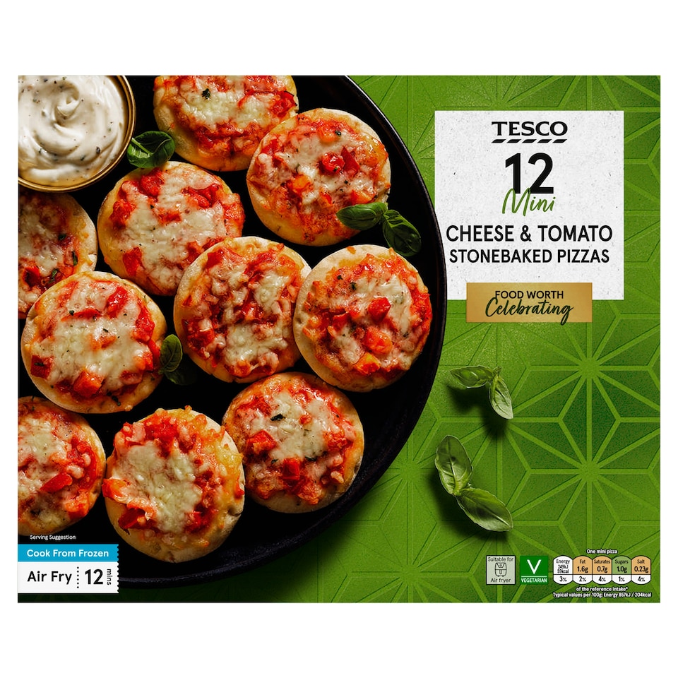Tesco Cheese & Tomato Stonebaked Mini Pizzas 12 pcs 360 g