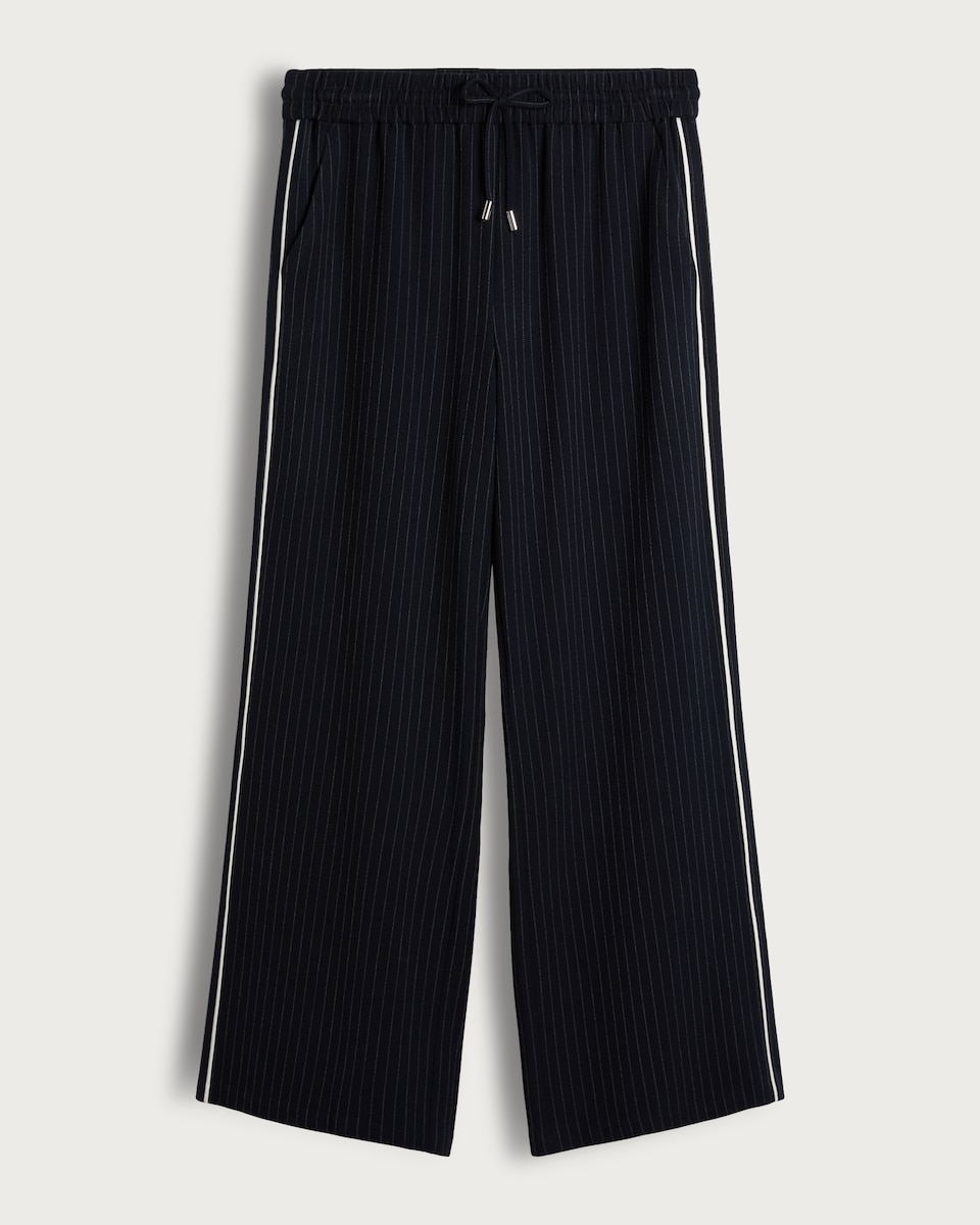 image 1 of The F&F Edit Pinstripe Wide Leg Trousers in Navy