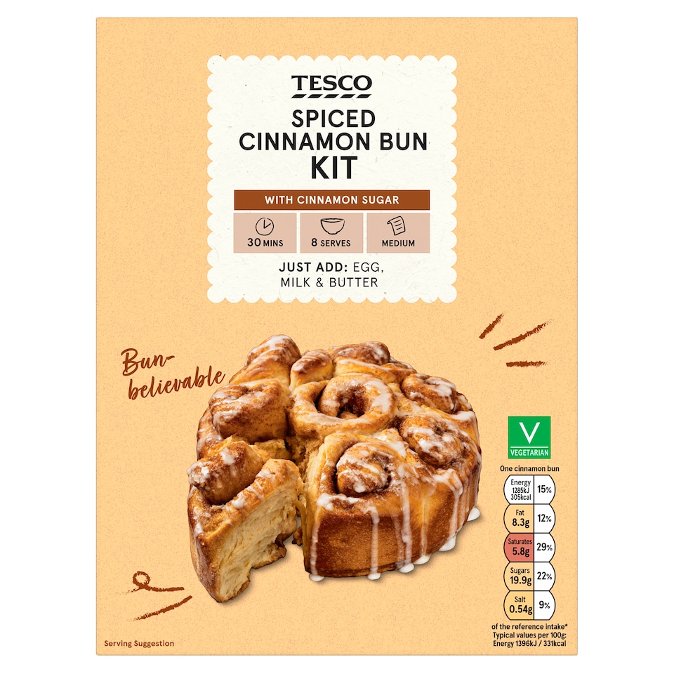 Tesco Spiced Cinnamon Bun Kit 490g