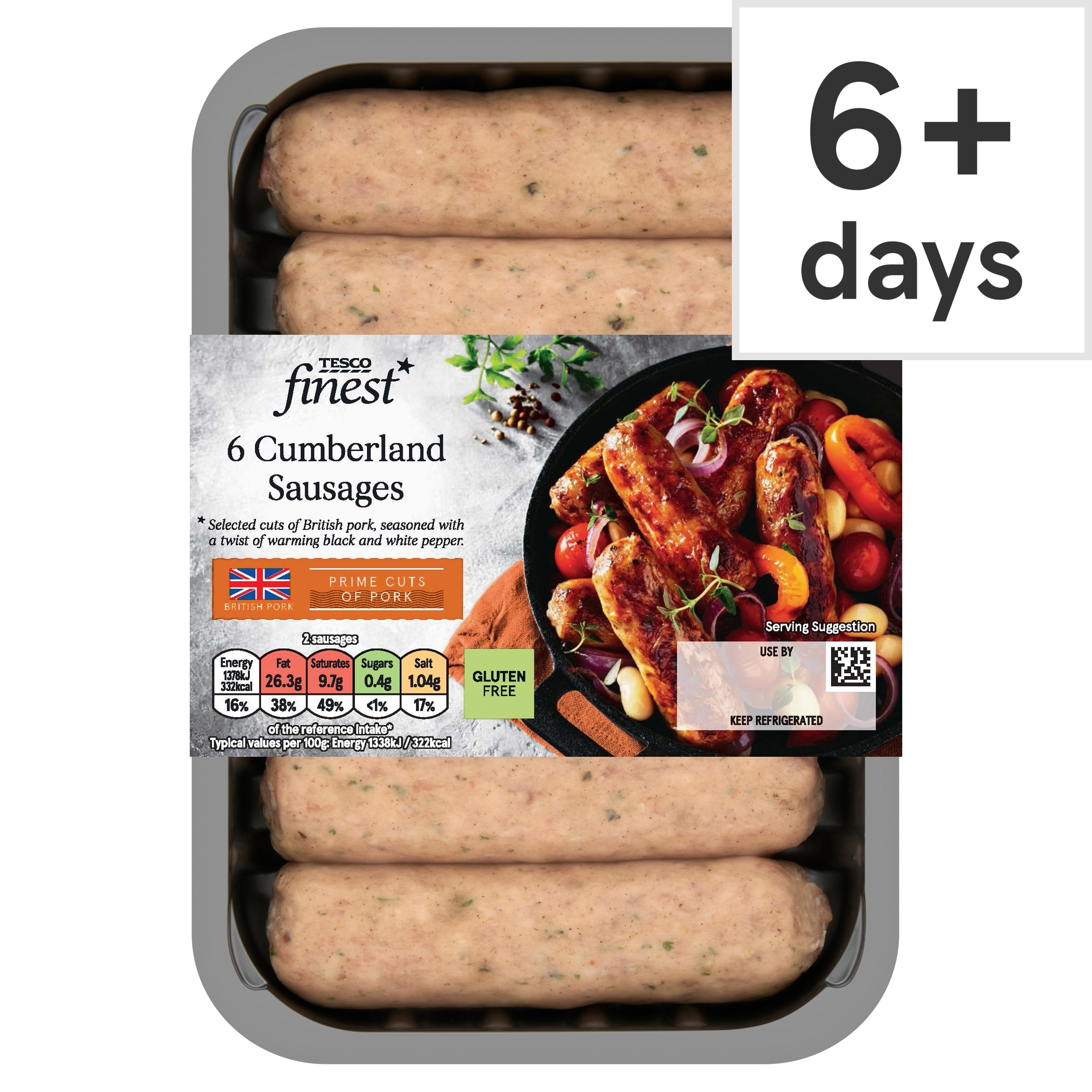 Tesco Finest 6 Cumberland Pork Sausages 400g
