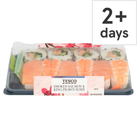 Tesco Smoked Salmon & King Prawn Sushi 298G Tesco Groceries