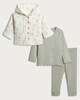 image 1 of F&F Baby 3-Piece Quilted Jacket, Ribbed Top and Leggings Set in Cream