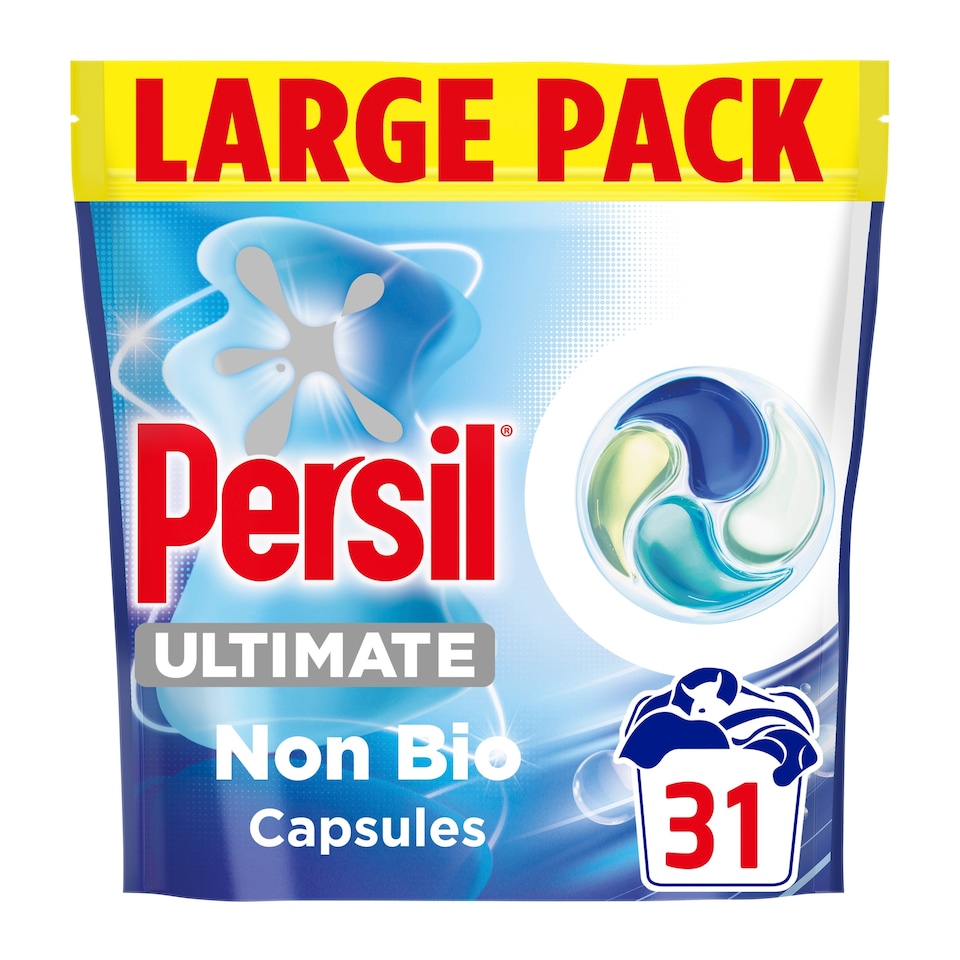 image 1 of Persil Ultimate Non Bio Ultra Stain Removal Laundry Washing Detergent Capsules Large Pack 31 Washes 421g