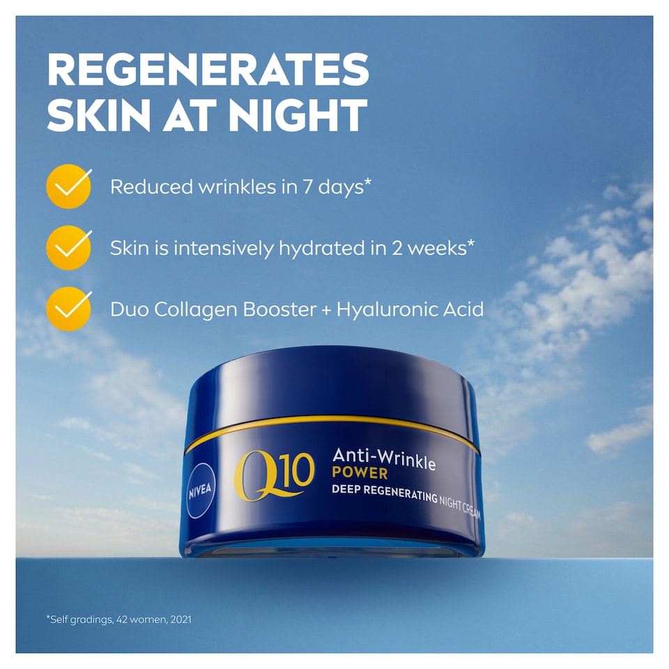 image 1 of NIVEA Q10 Power Anti-Wrinkle Night Cream Moisturiser 50ml