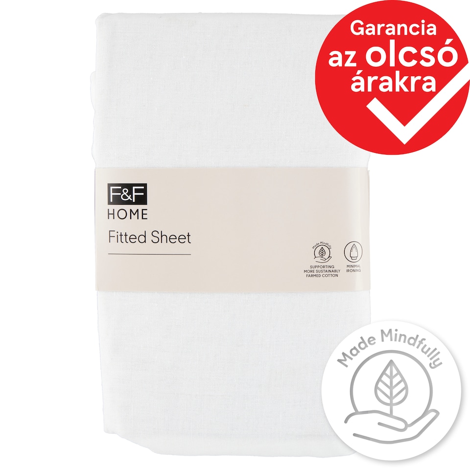 F&F Home White Fitted Sheet 100 x 200 x 25 cm