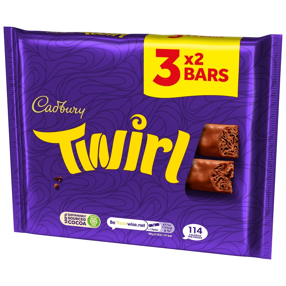 image 1 of Cadbury Twirl Chocolate Bar 3 Pack Multipack 129g