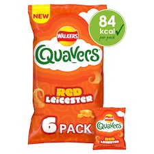 Walkers Quavers Red Leicester Multipack Crisps 6 x 16g