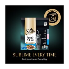 Sheba Fresh Fine Wet Cat Food Pouches Fish in Gravy 15x50g