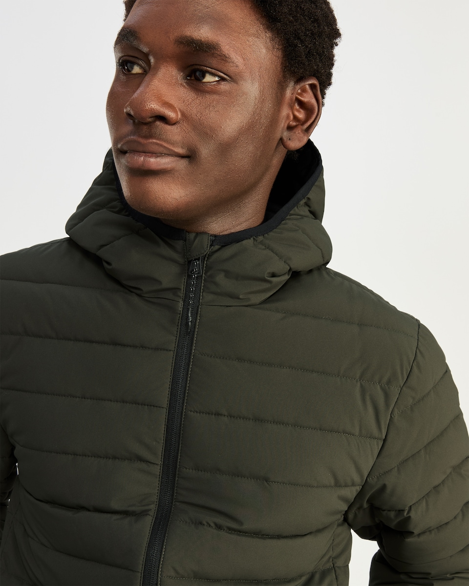 image 1 of F&F Hooded Shower Resistant Puffer Jacket in Khaki