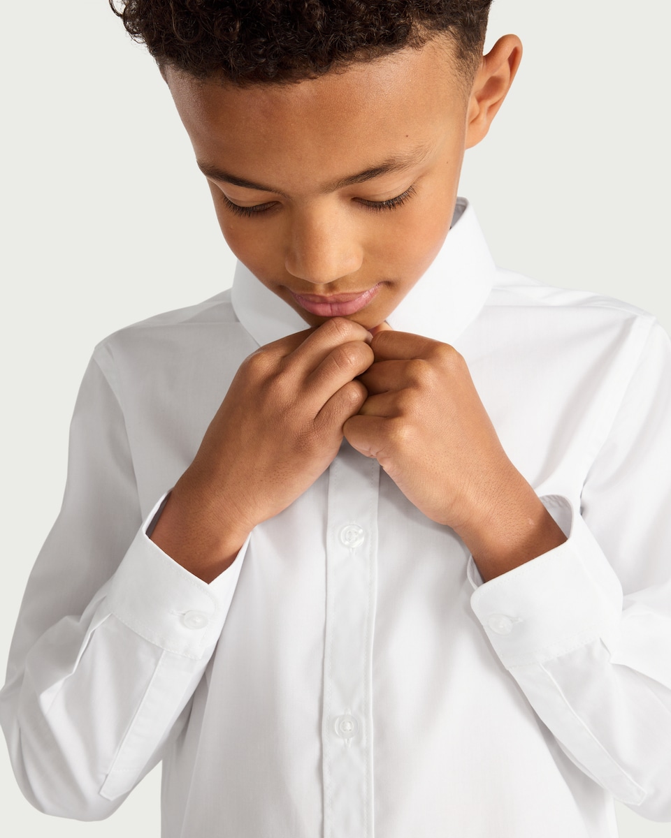 image 1 of F&F School Boys 3-Pack Regular Fit Long Sleeved Shirts in White