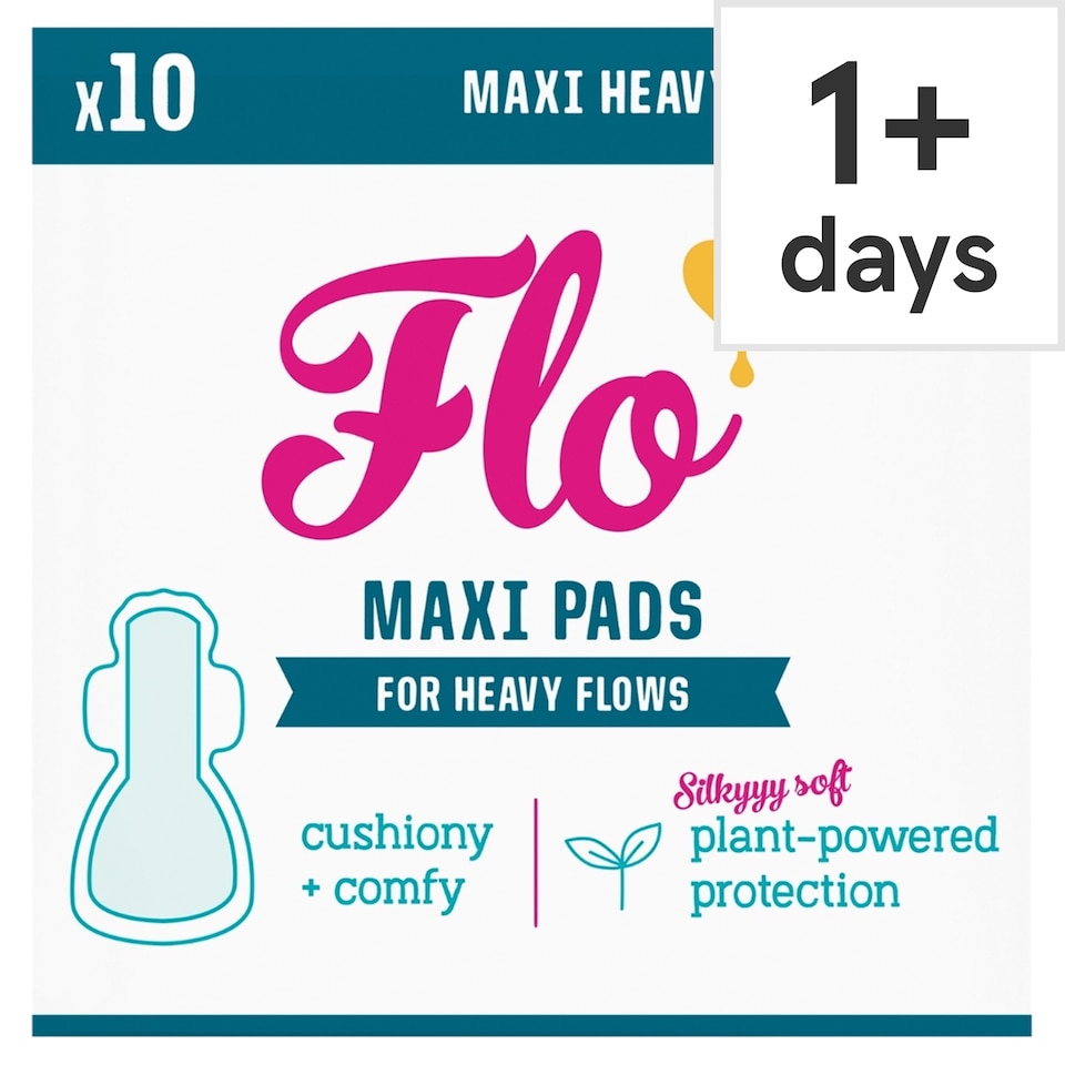 image 1 of Flo Bamboo Maxi Pads - Ultra Absorbent, Long & Wide (10 pads)