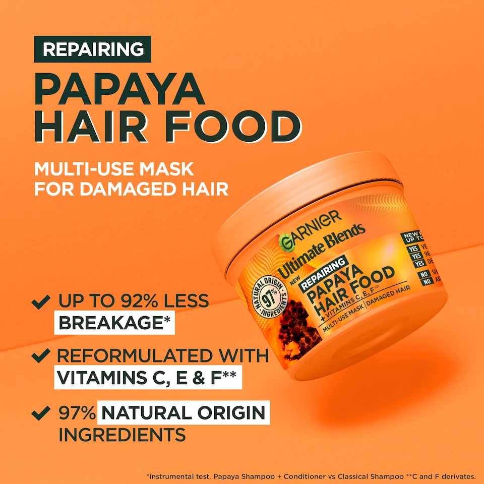 image 1 of Garnier Ultimate Blends Hair Food Papaya 3in1 Mask 400ml