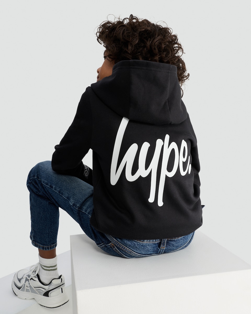 image 1 of Hype Cotton Rich Logo Hoodie in Black