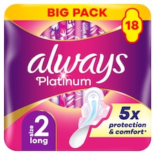 Always Platinum Long 18 Sanitary Pads With Wings Size 2