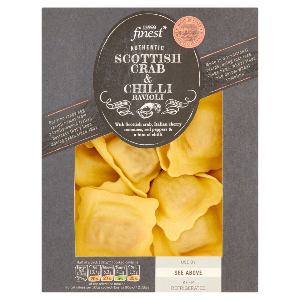 Tesco Finest Scottish Crab & Chilli Ravioli 300G