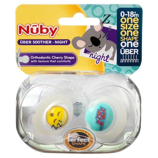 Nuby Uber Soother Night Twin Pack Tesco Groceries