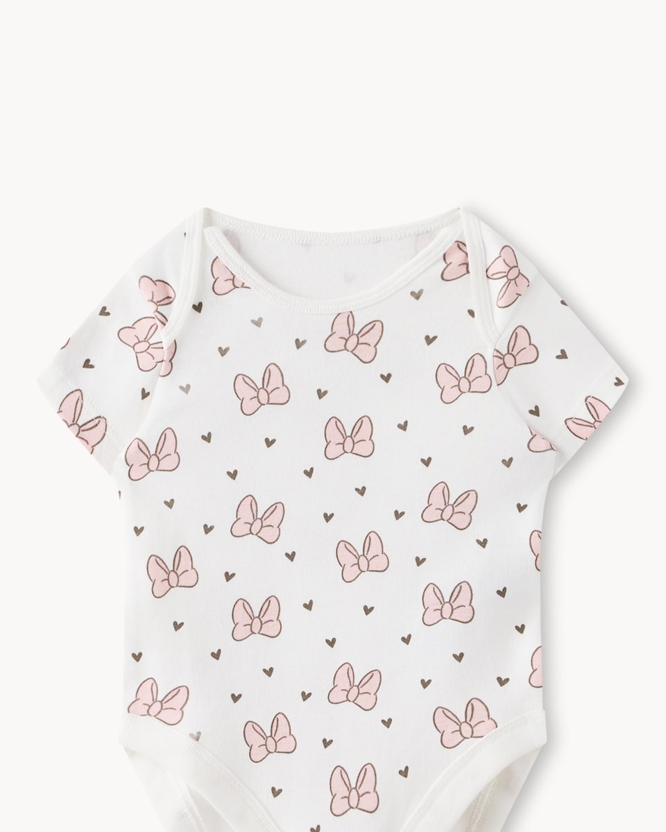 image 1 of Disney Minnie Mouse 5-Pack Pure Cotton Short Sleeved Bodysuits in Pink