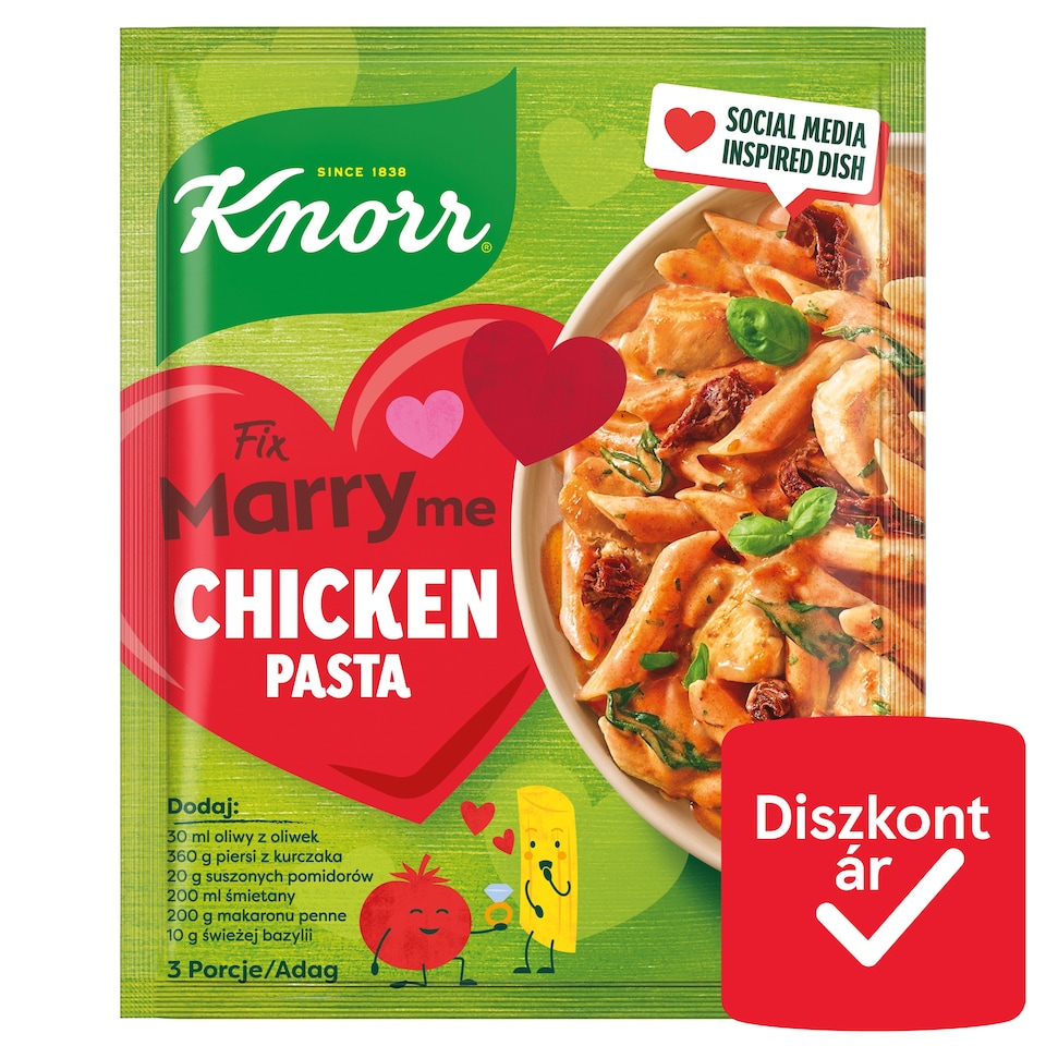 Knorr Marry me paradicsomos-tejszínes csirkés tészta alap 48 g