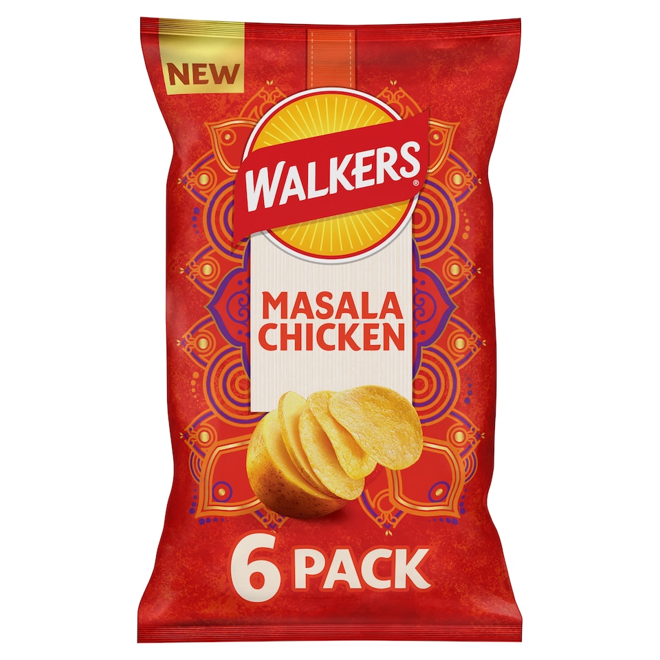 image 1 of Walkers Masala Chicken Multipack Crisps 6 x 25g
