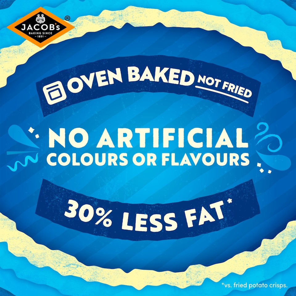 image 1 of Jacob’s Crinklys Salt & Vinegar 30% Less Fat Multipack Snacks 6x23g