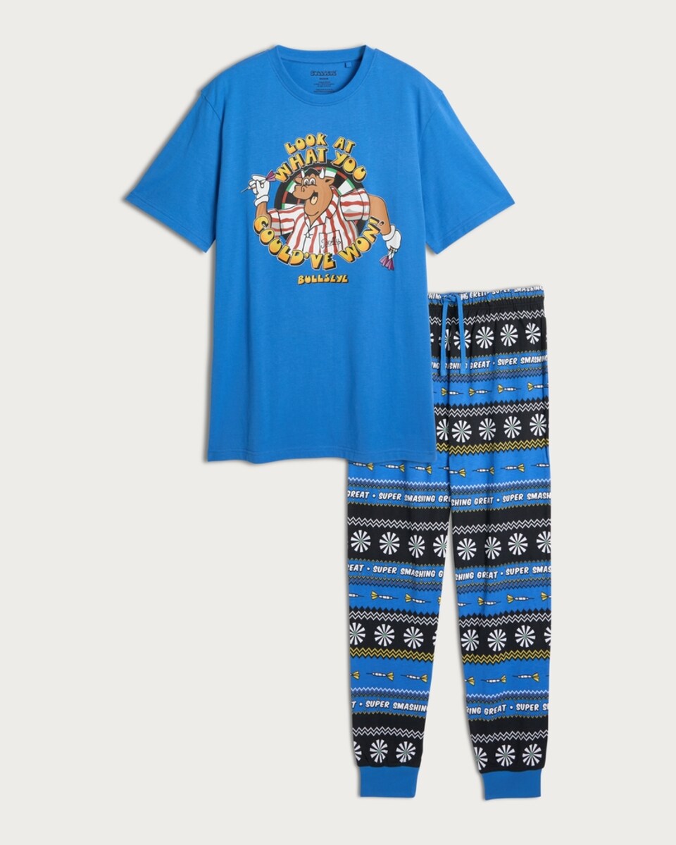 image 1 of Bullseye Pure Cotton Top and Cuffed Joggers Pyjamas Set in Multi